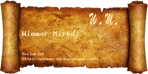 Wimmer Mirkó névjegykártya